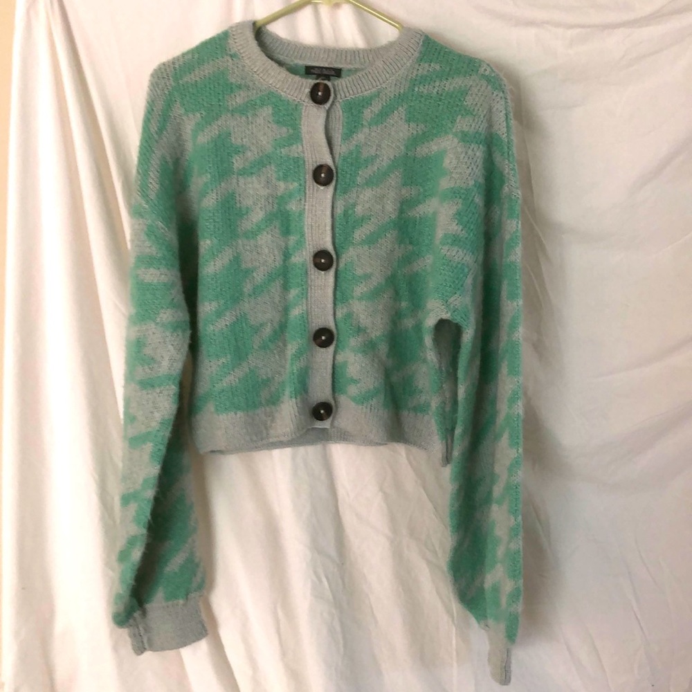 Wild Fable XXL Patterned Crop Teal/Mint Cardigan